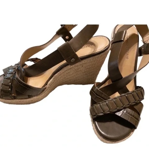 ANTONIO MELANI BAILEYS JUTE ROPE HEEL LEATHER ESPADRILLE - Picture 2 of 5